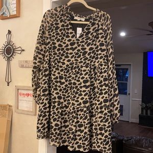 Loft cheetah print tiered swing dress